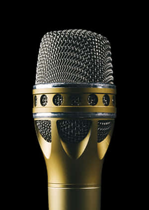 Professional Golden Microphone PNG image with transparent background
