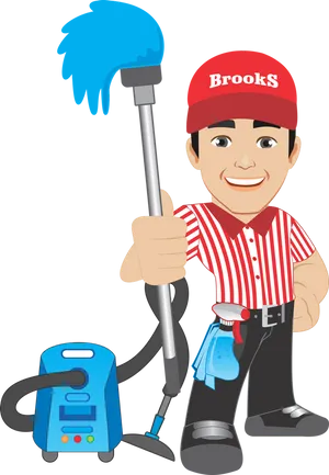 Professional Janitor Cartoon Character PNG Image