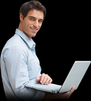 Professional Man Using Laptop PNG with transparent background