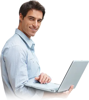 Professional Man Using Laptop PNG Image