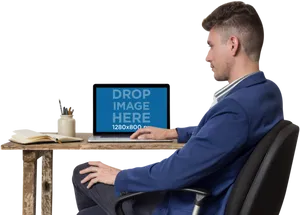 Professional Man Workingat Desk PNG Image