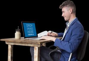 Professional Man Workingat Desk PNG image with transparent background
