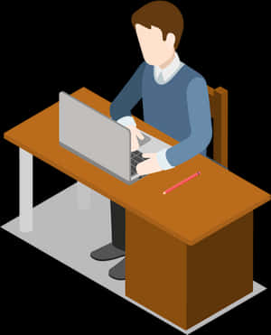 Professional Man Workingon Computer Illustration PNG with transparent background