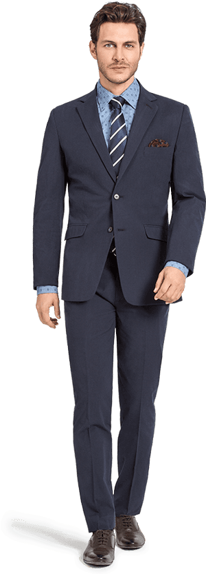 Blue Checked Cotton Suit - Double Breasted Suit Dark Blue, HD Png Download PNG with transparent background