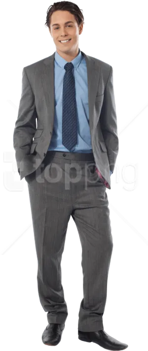 Professional Manin Grey Suit PNG Image