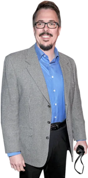 Professional Manin Suitwith Glasses PNG Image