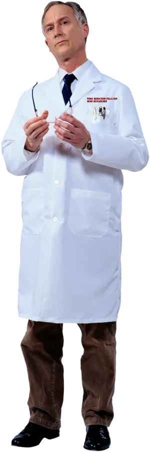 Professional Manin White Lab Coat PNG Image