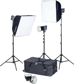 Professional Photography Lighting Equipment Setup PNG Image