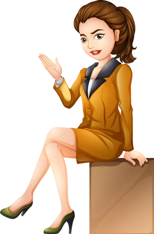 Professional Secretary Cartoon PNG Image