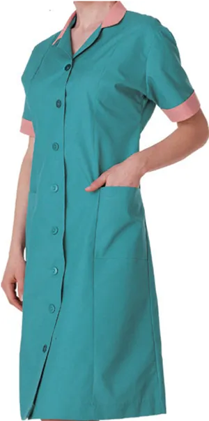Professional Teal Nurse Uniform PNG Image