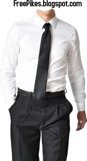 Professional White Dress Shirtand Tie PNG Image