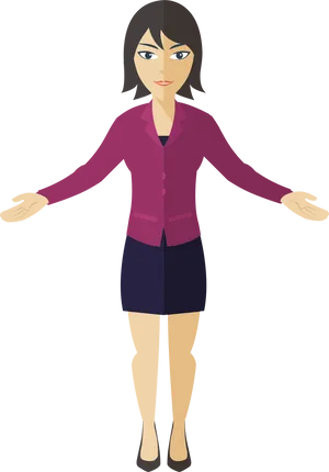 Professional Woman Cartoon Character PNG Image