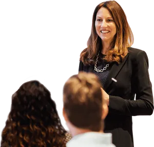 Professional Woman Leading Meeting PNG Image