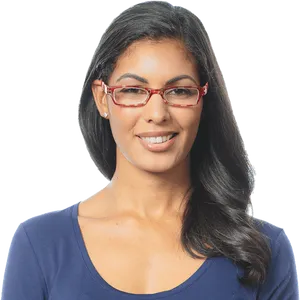 Professional Woman Red Glasses PNG Image