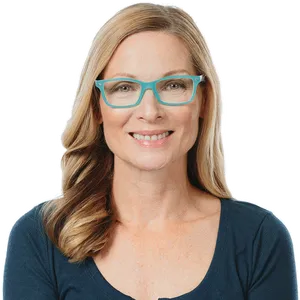 Professional Woman Teal Glasses PNG Image