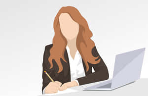 Professional Woman Workingat Desk PNG image with transparent background