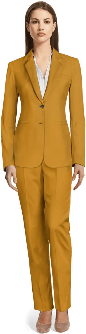 Professional Woman Yellow Suit PNG Image