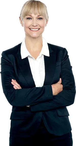 Professional Womanin Black Suit PNG Image