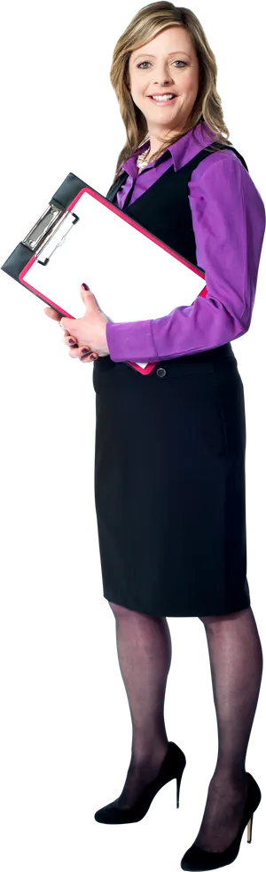 Professional Womanwith Clipboard PNG Image