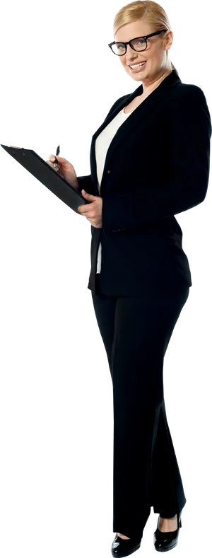 Professional Womanwith Clipboard PNG Image