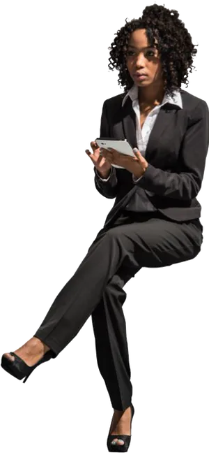 Professional Womanwith Tablet PNG Image