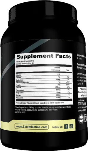 Protein Supplement Nutrition Facts Label PNG Image