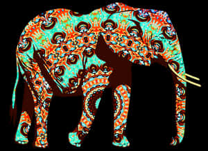 Psychedelic Elephant Artwork PNG image with transparent background