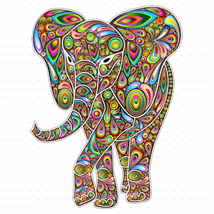 Elephant Psychedelic Design By Bluedarkat Graphicriver - Psychedelic Art Elephant, HD Png Download PNG with transparent background
