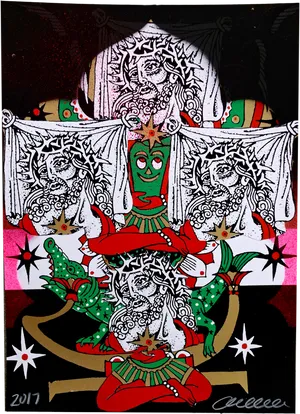 Psychedelic Gumby Santa Art PNG Image