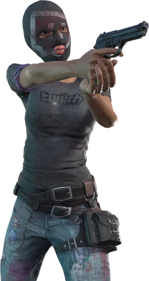 Pubg_ Female_ Character_ With_ Gun PNG Image