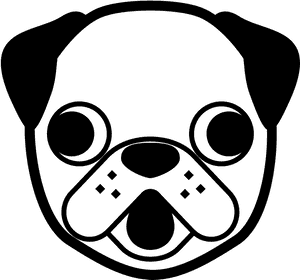 Emojione Bw 1f436 - Pug Face Clip Art, HD Png Download PNG image with transparent background