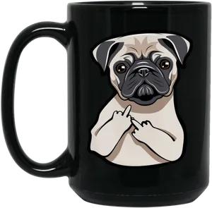 Pug Gesture Black Mug PNG Image