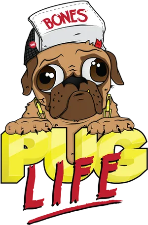 Pug Life Cartoon Illustration PNG Image