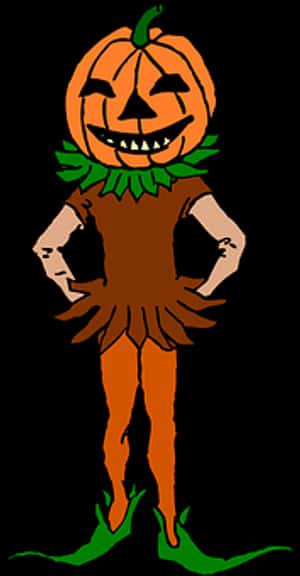 Pumpkin Head Cartoon Character PNG image with transparent background