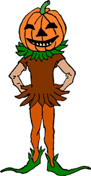 Pumpkin Head Cartoon Character PNG Image