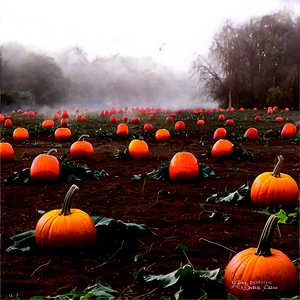 Pumpkin Patch On A Foggy Day Png 9 PNG Image