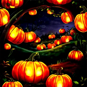 Pumpkin Patch With Glowing Lanterns Png 33 PNG Image