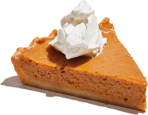 Pumpkin Pie Slice With Whipped Cream.png PNG Image