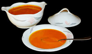 Pumpkin Soup Serving Set PNG image with transparent background