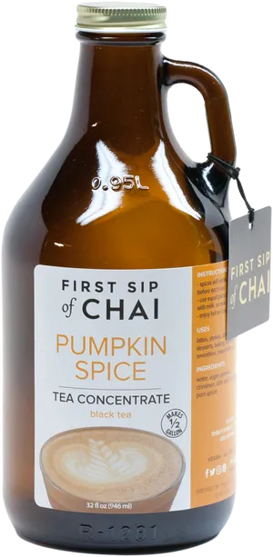 Pumpkin Spice Chai Concentrate Bottle PNG Image