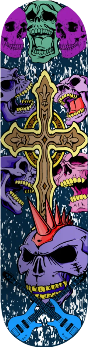 Punk Skateboard Design Skullsand Cross PNG Image