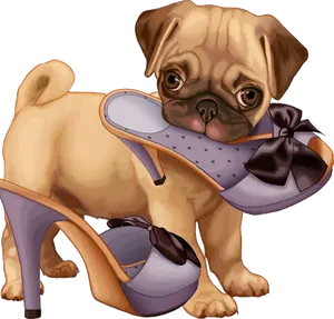 Puppy With Shoe Illustration PNG Image