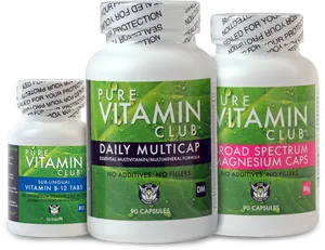 Pure Vitamin Club Bottles PNG Image