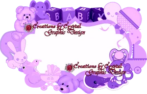 Purple Baby Themed Graphic Design PNG Image