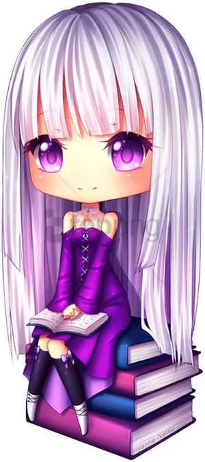 Purple_ Bookworm_ Anime_ Girl PNG Image