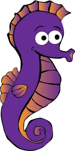 Purple Cartoon Seahorse PNG Image