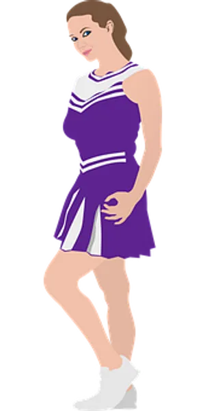 Purple Cheerleader Vector Illustration PNG Image