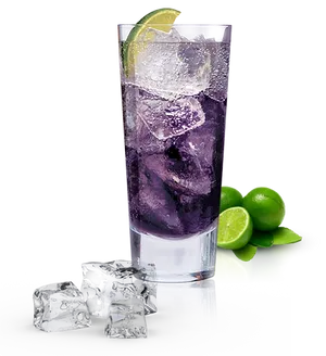 Purple Cocktailwith Lime Garnish PNG Image