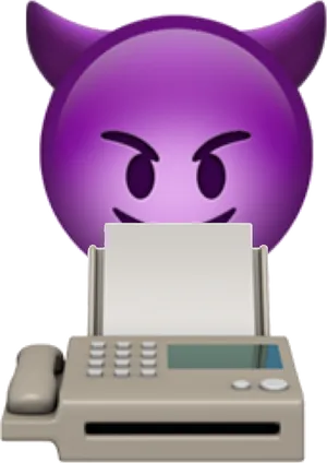 Purple Devil Emoji Fax Machine PNG Image