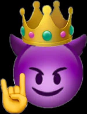 Purple Devil Emoji Wearing Crown PNG image with transparent background